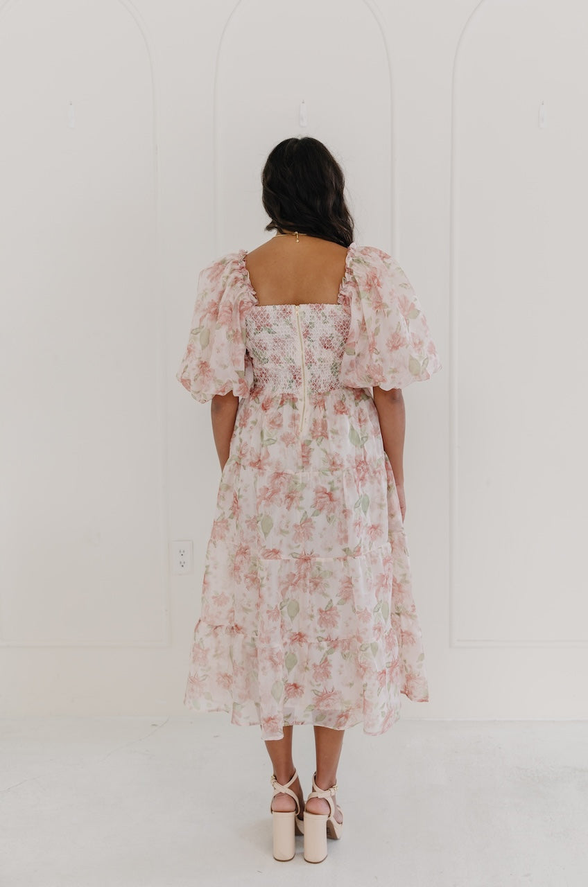 Floral Chiffon Midi Dress