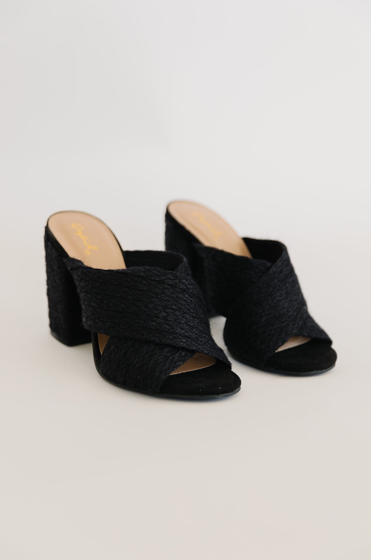 Black Raffia Heels