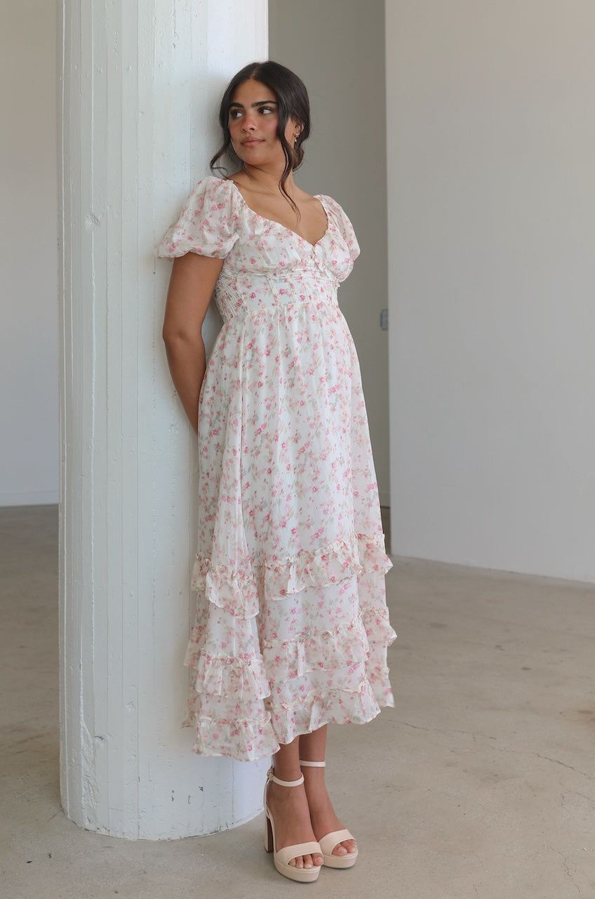 Vienna Ruffle Corset Floral Dress