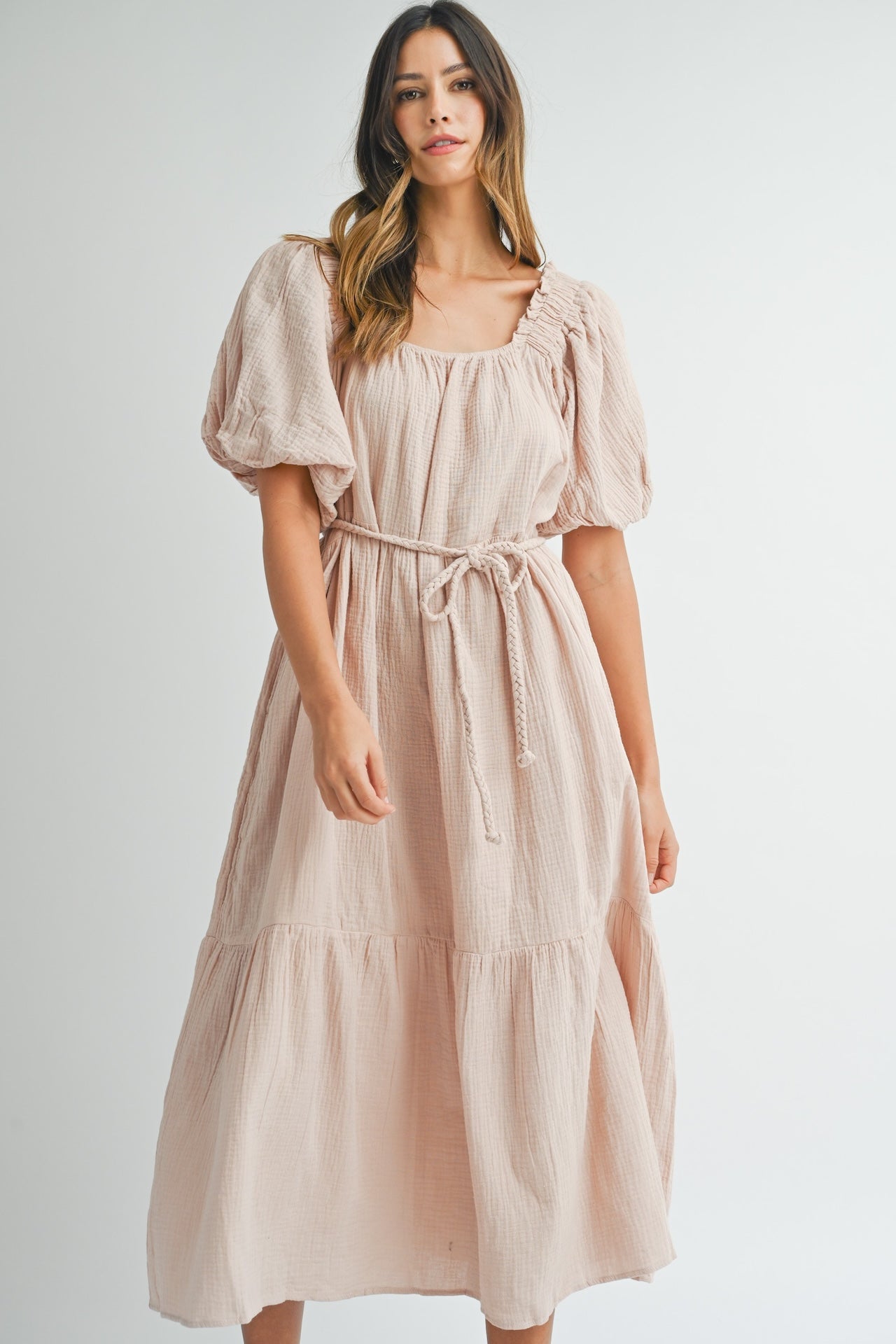 Mauve Cotton Gauze Dress