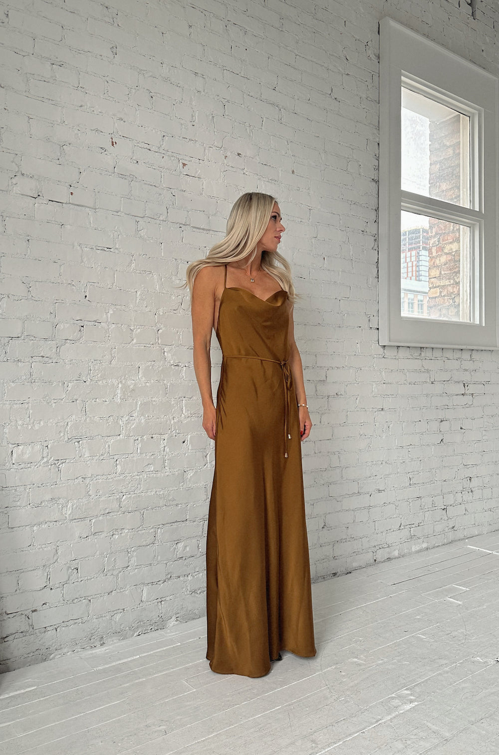 Morea Cowl Neck Maxi Dress Floral Brown main image 0