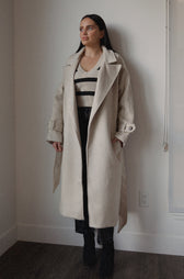 shawl collar long sleeve belted wrap wool blend houndstooth coat