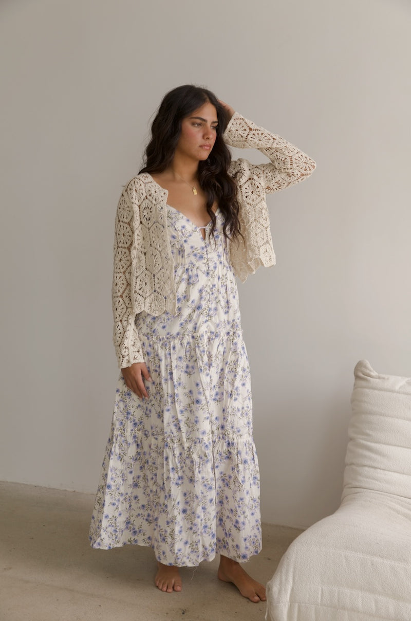 Camil Crochet Cardi Cream