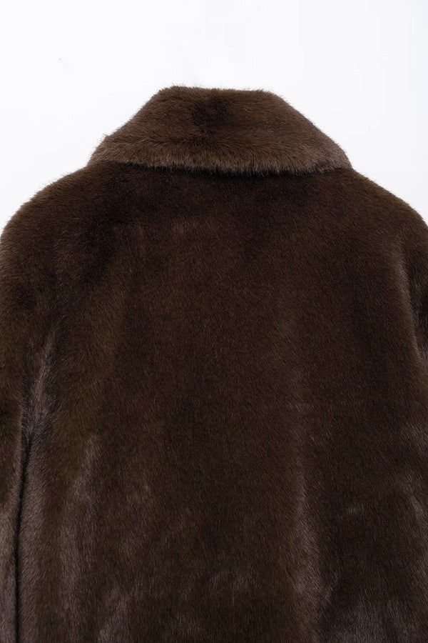 Brown Cropped Fur Jacket