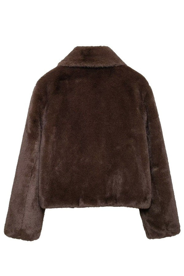 Brown Cropped Fur Jacket