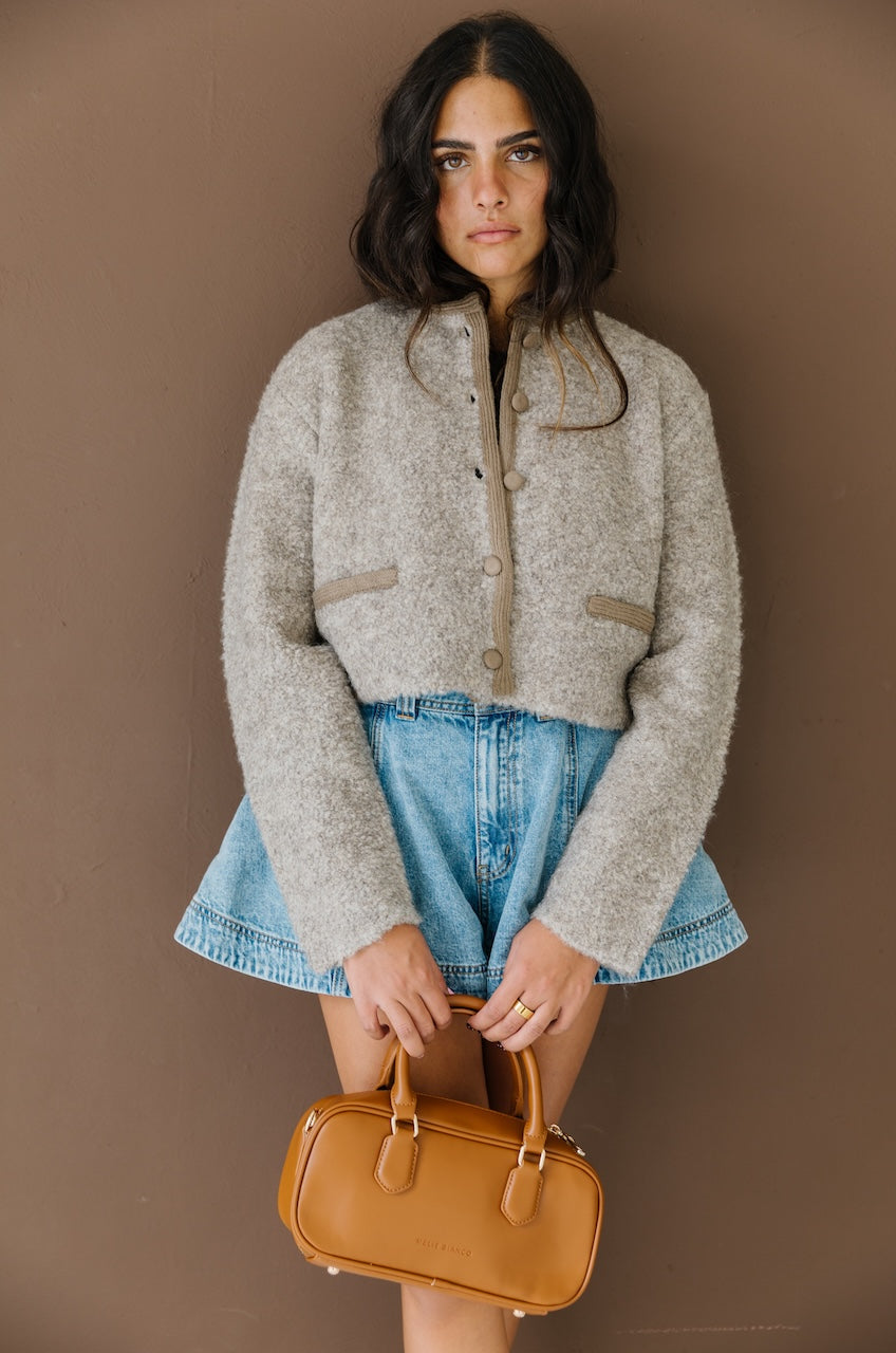 Brown Knit Jacket Sweater