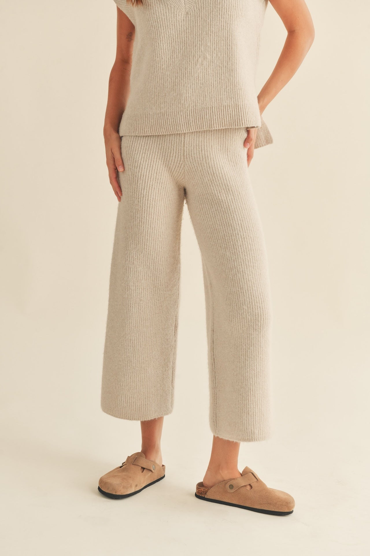 Beige Knit Pants