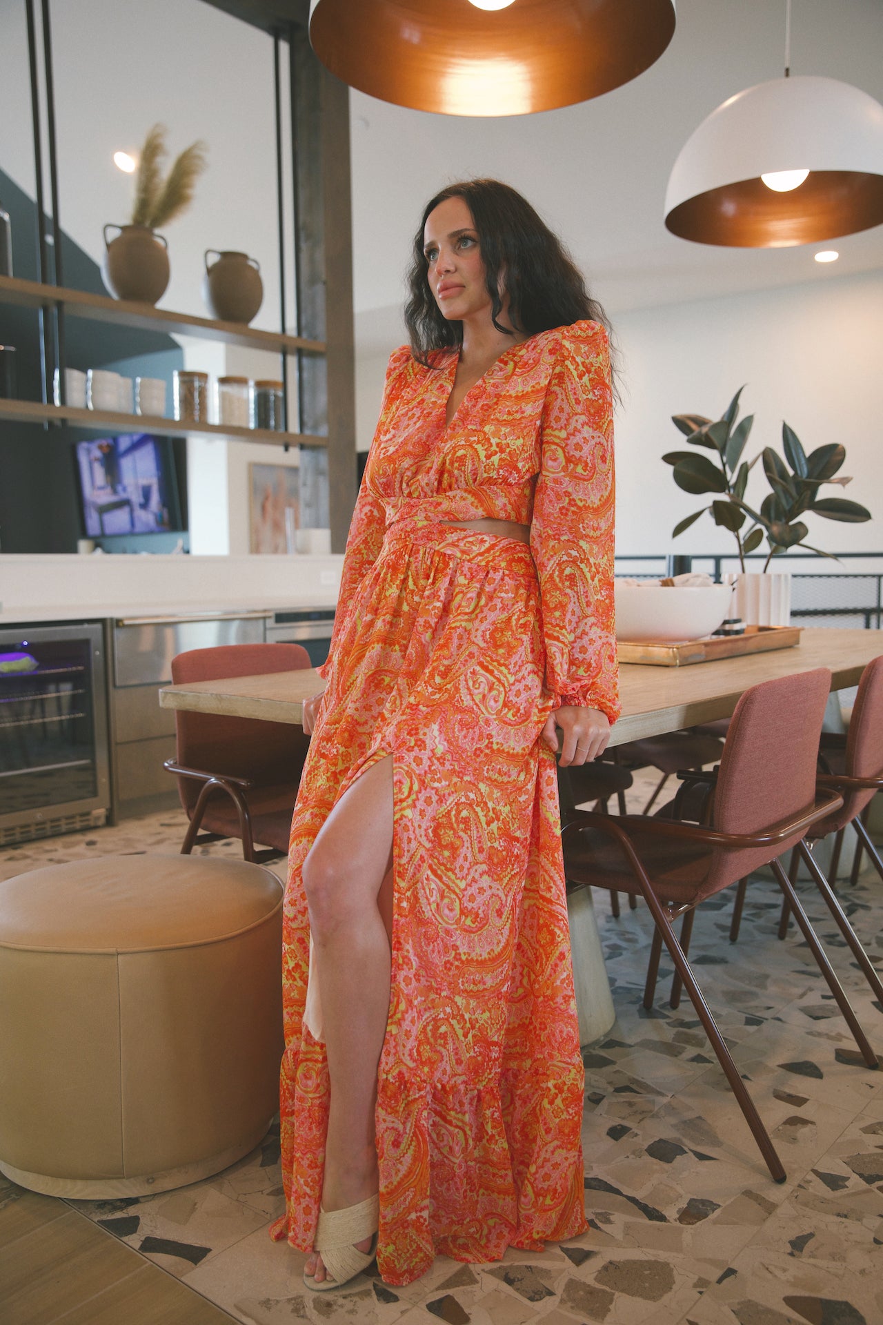 Paisley Orange Maxi Dress