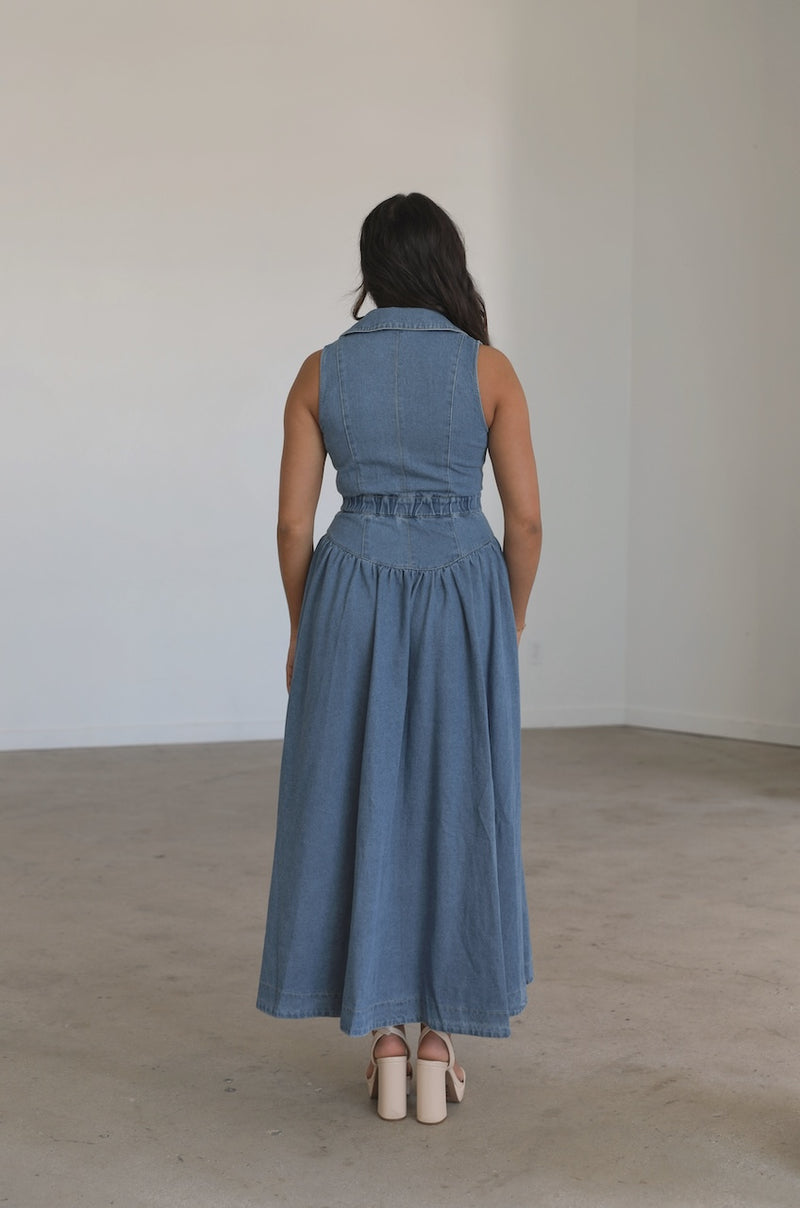 Sleeveless Denim Maxi Dress