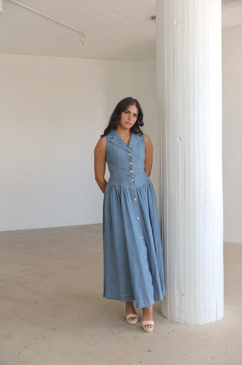 Sleeveless Denim Maxi Dress