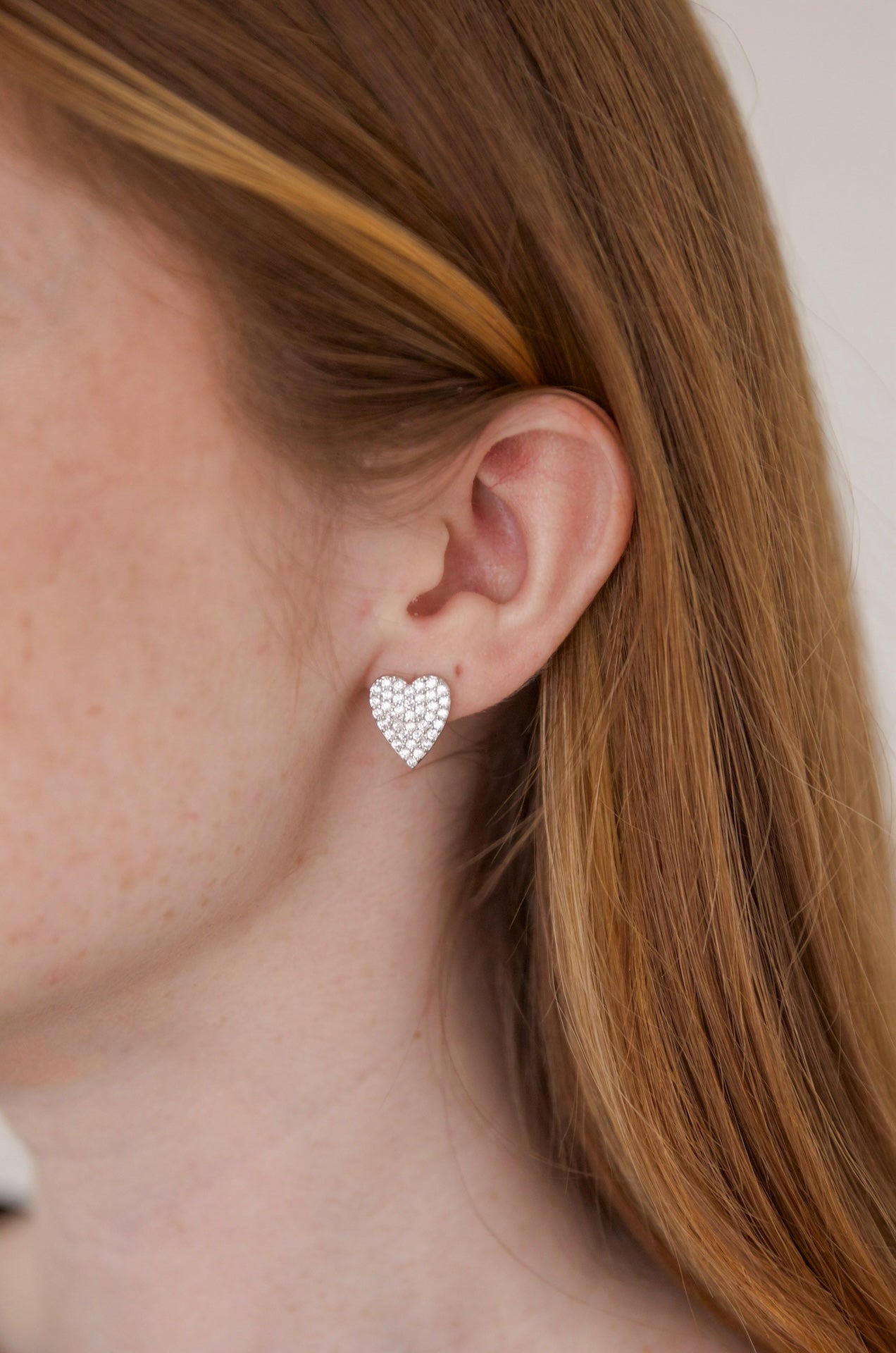 sterling silver cz heart diamond earrings