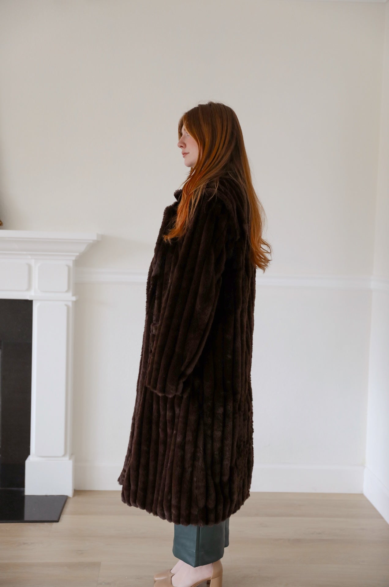 Chocolate Brown Luxe Fur Coat