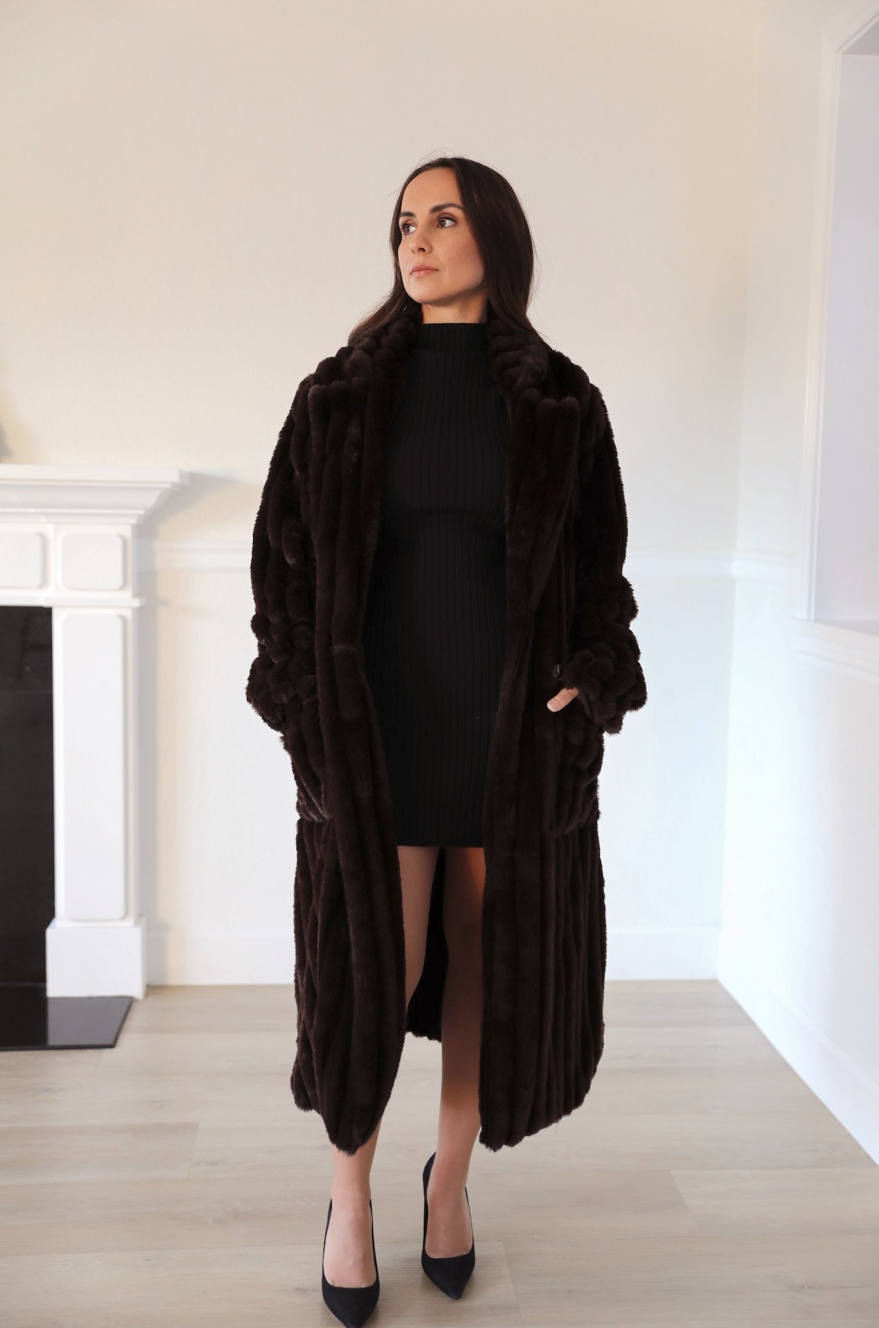 Chocolate Brown Luxe Fur Coat