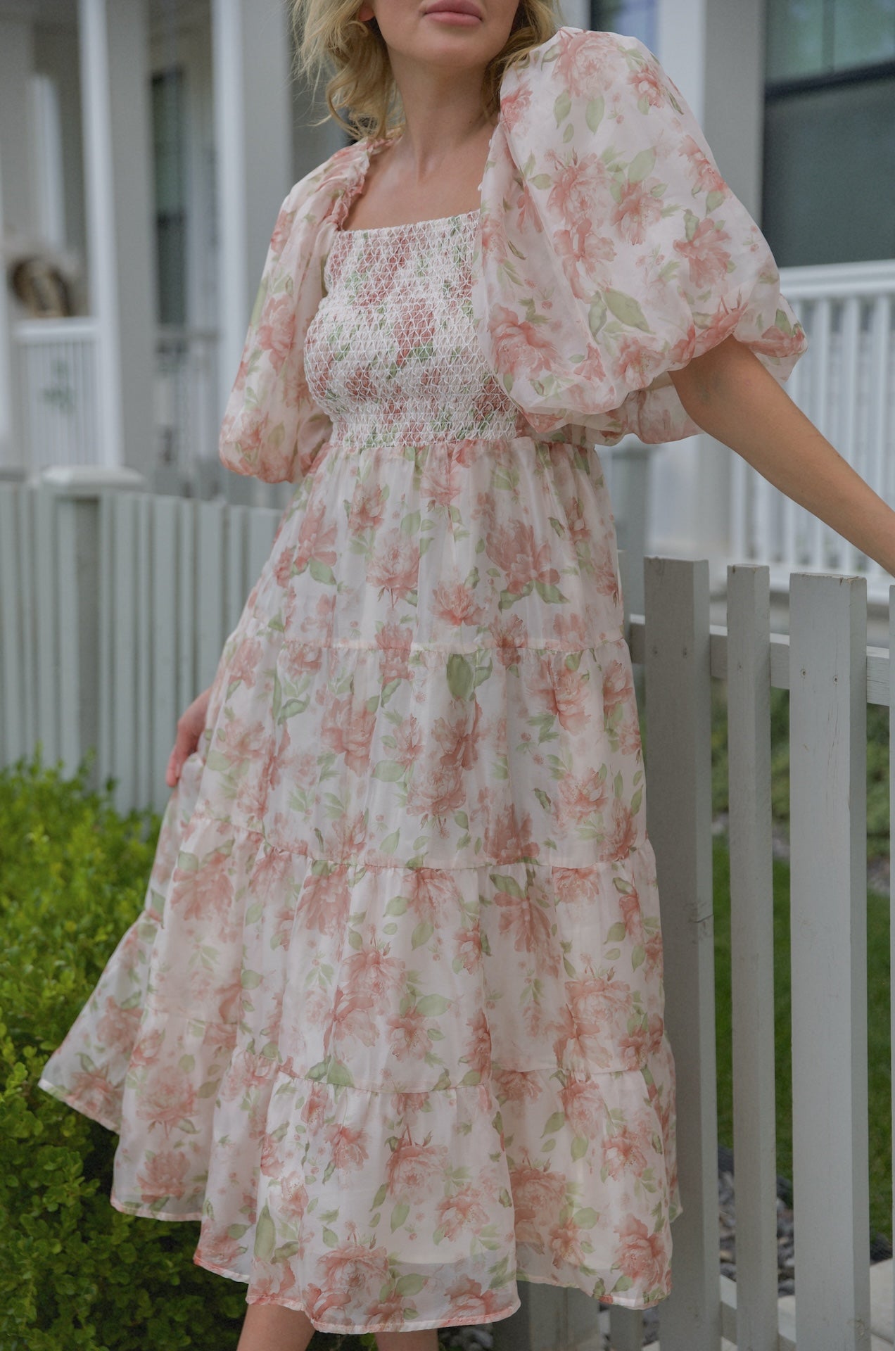 Floral Chiffon Midi Dress