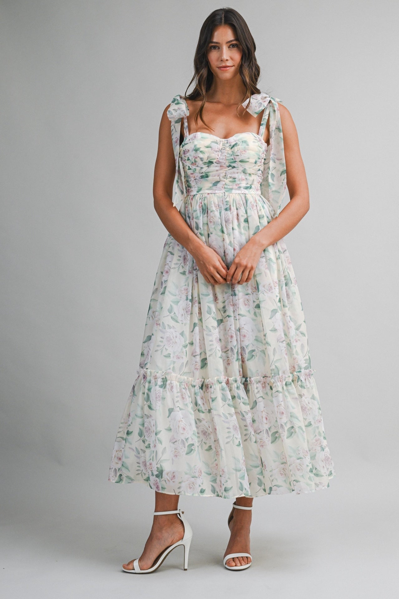 Organza Floral Midi Dress M Organza Floral Midi Dress M