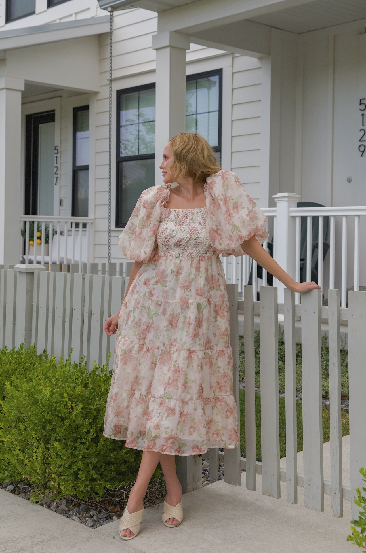 Floral Chiffon Midi Dress