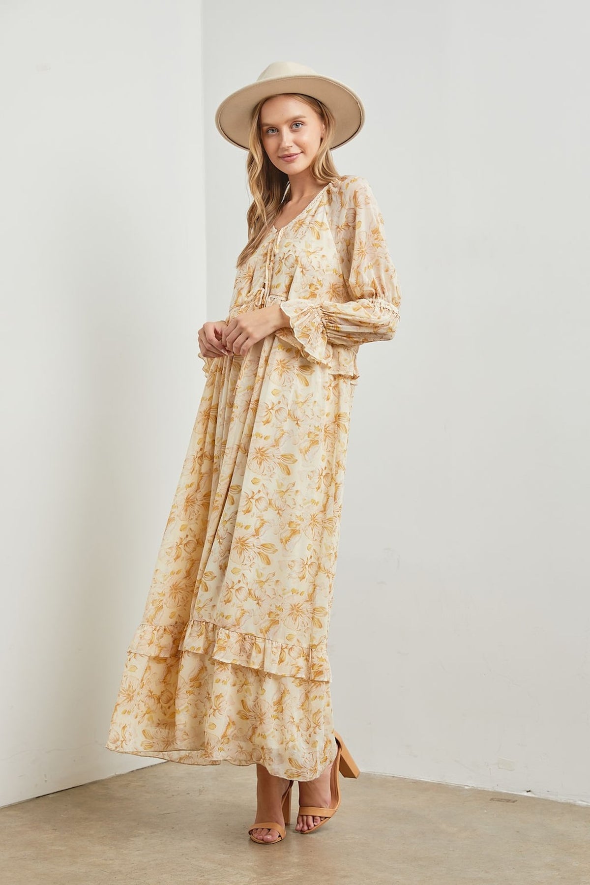 Floral Long Sleeve Maxi Dress