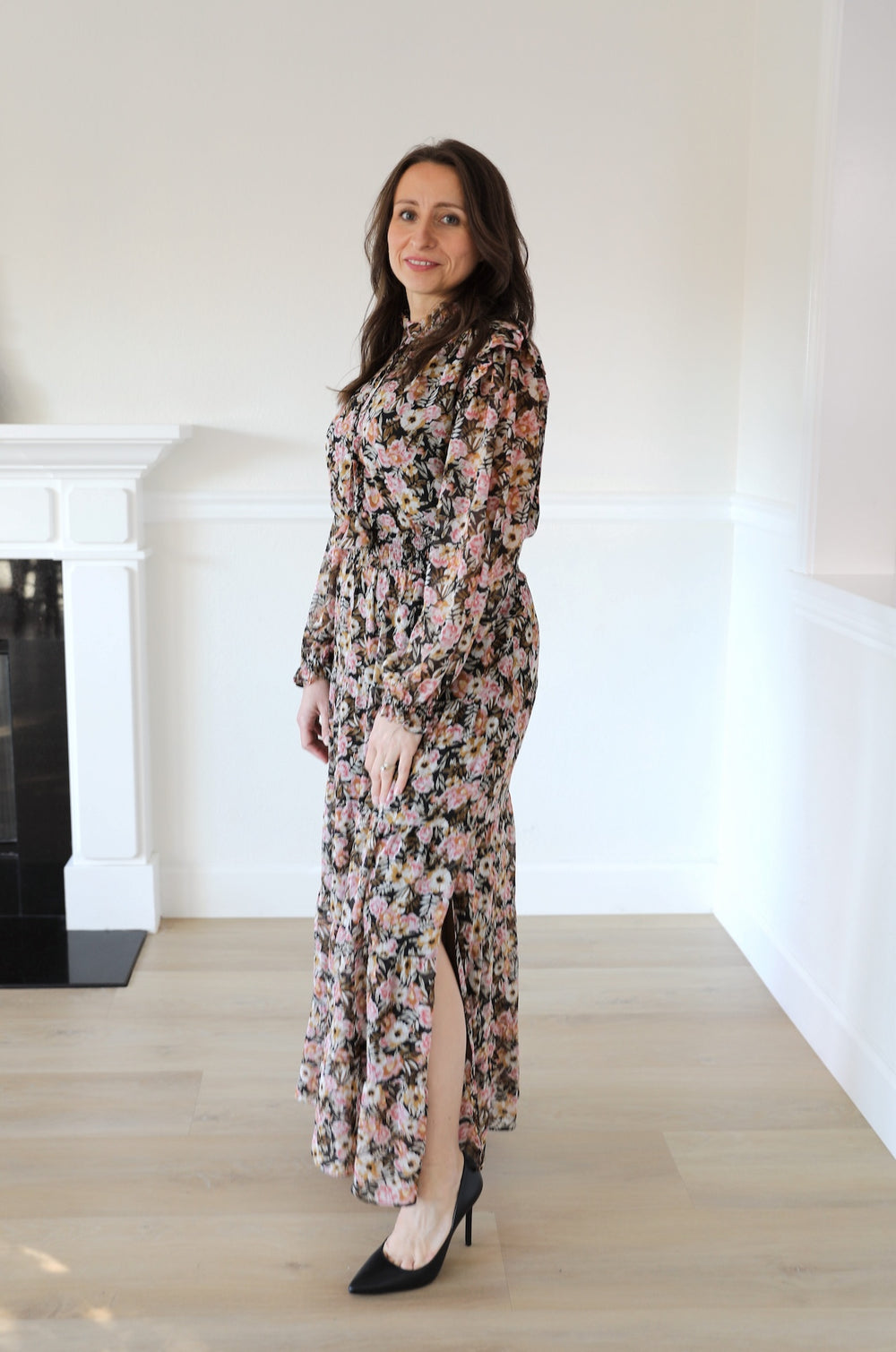 flora backless maxi dress / black