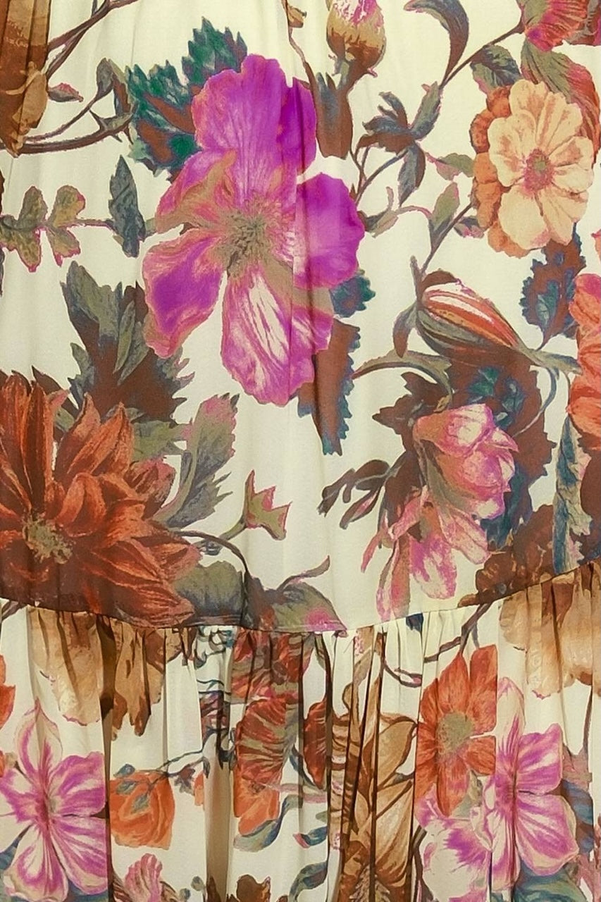 Floral Boho Maxi Dress - Flowy Tiered Long Sleeve