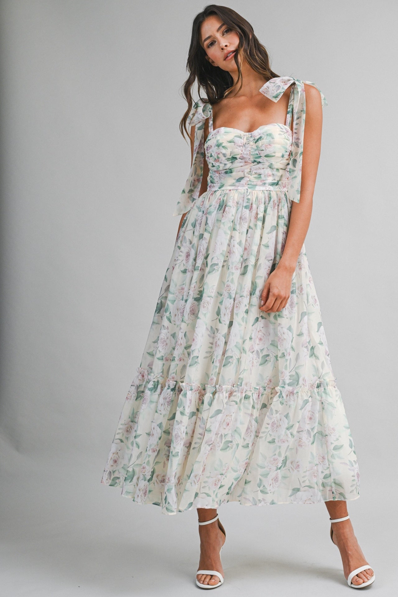 Organza Floral Midi Dress