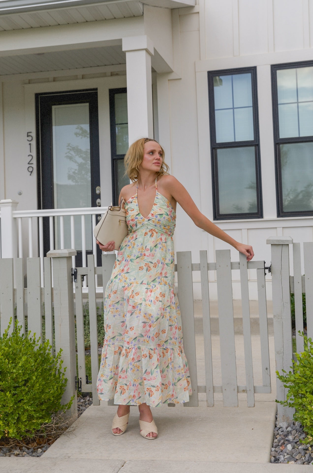 maxi floral halter dress