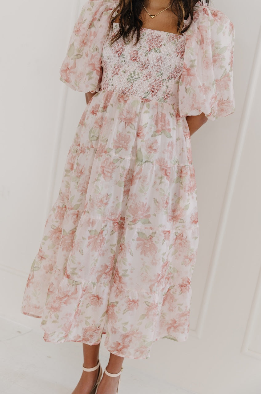 Floral Chiffon Midi Dress