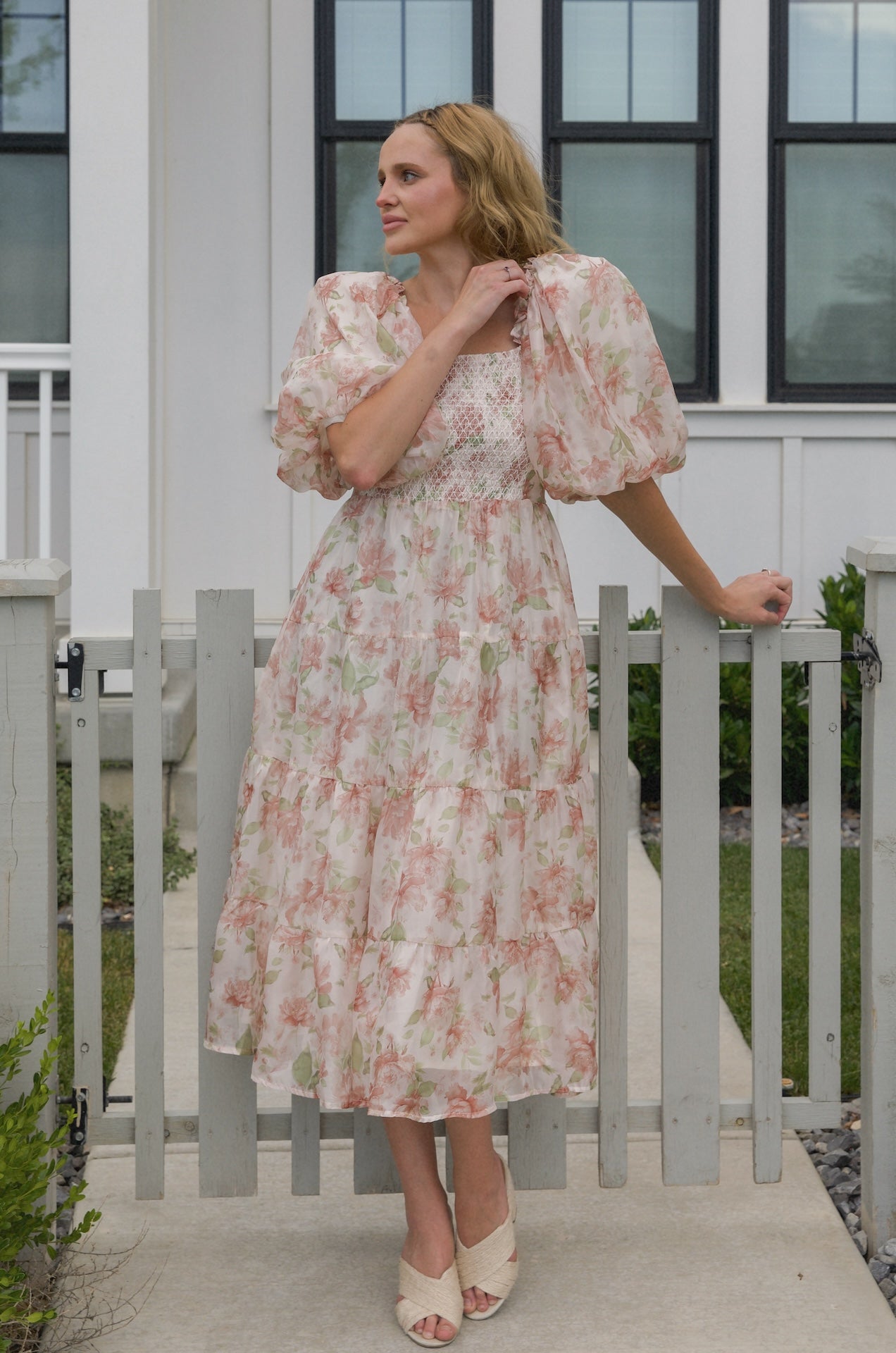 Floral Chiffon Midi Dress