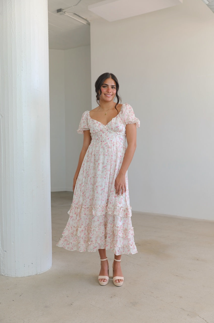 Vienna Ruffle Corset Floral Dress