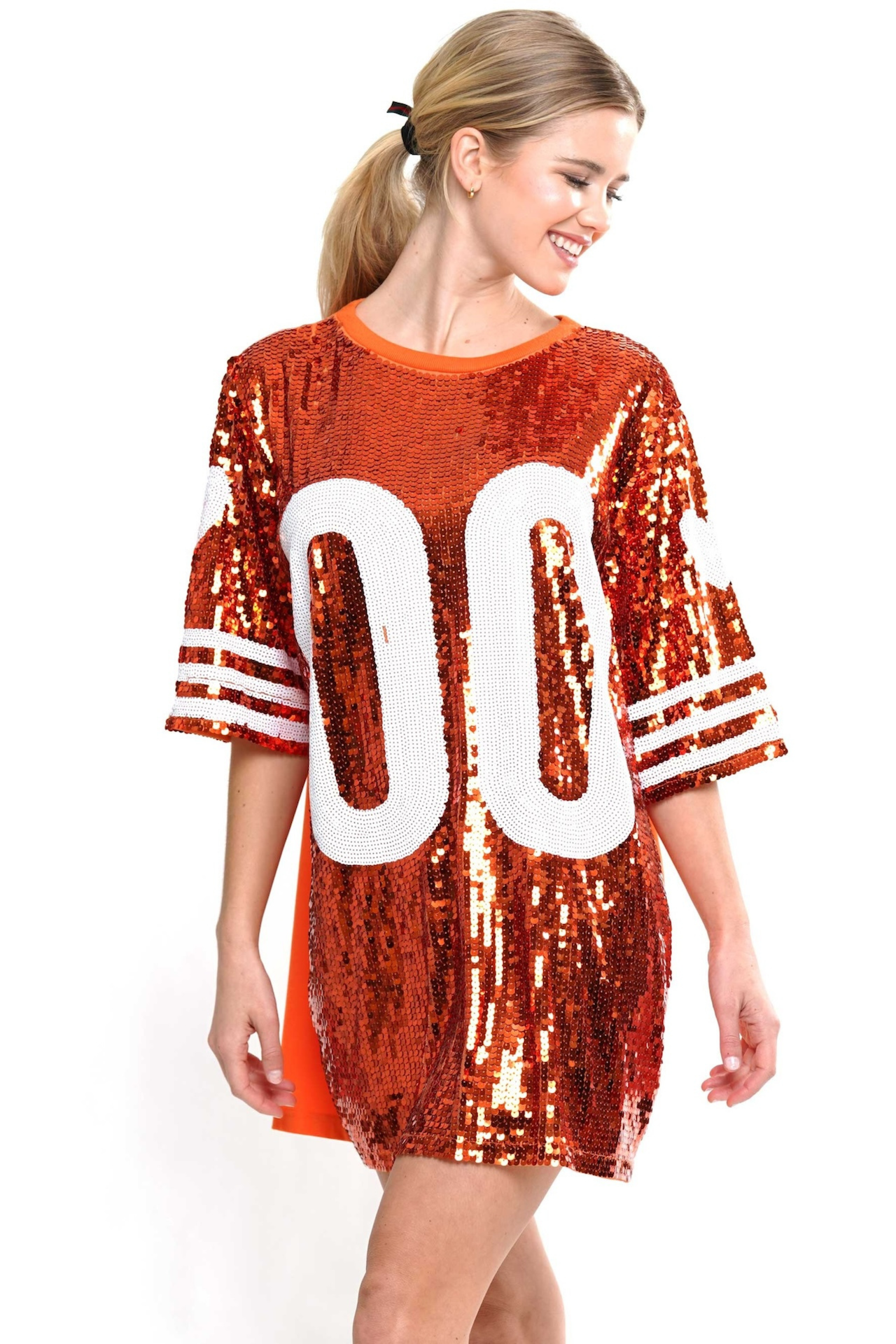 Orange Game Double Zero Sequin Jersey Dress