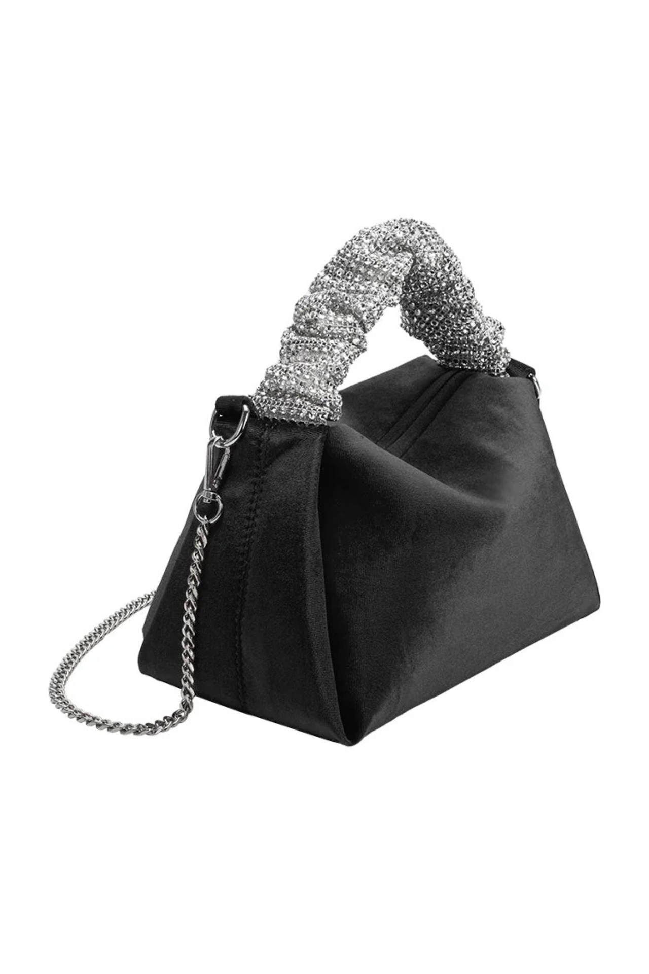 Estela Black Velvet Top Handle Bag - Melie Bianco