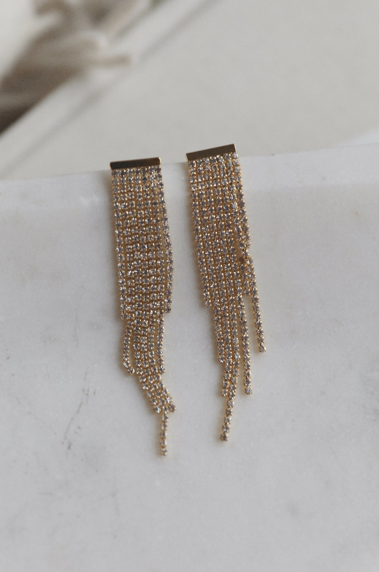 Gold Rhinestone Chain Earrings