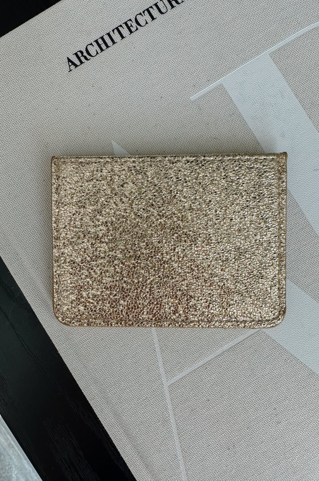 gold card holder shimmery
