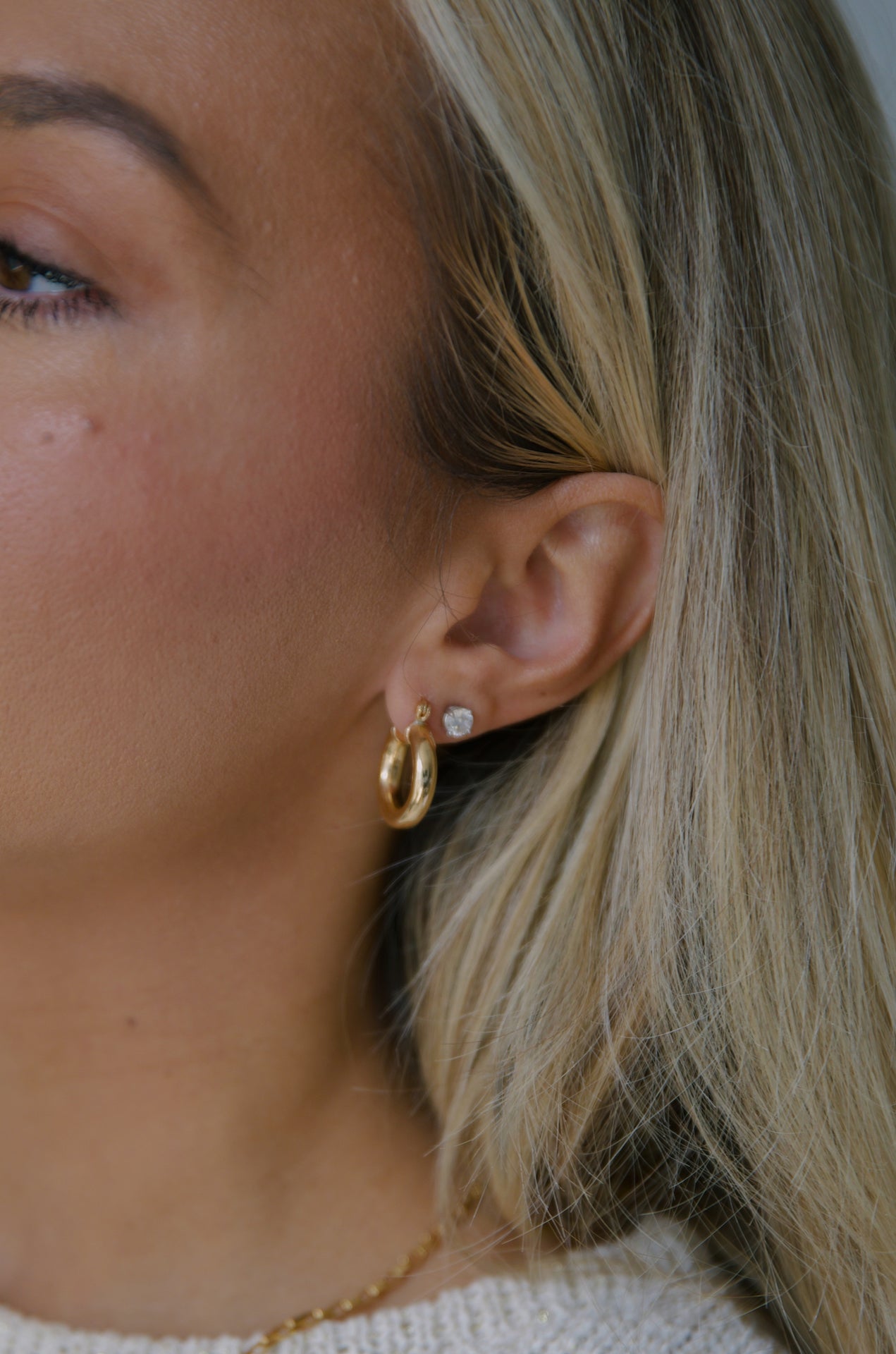 18k gold plated small chunky hoops