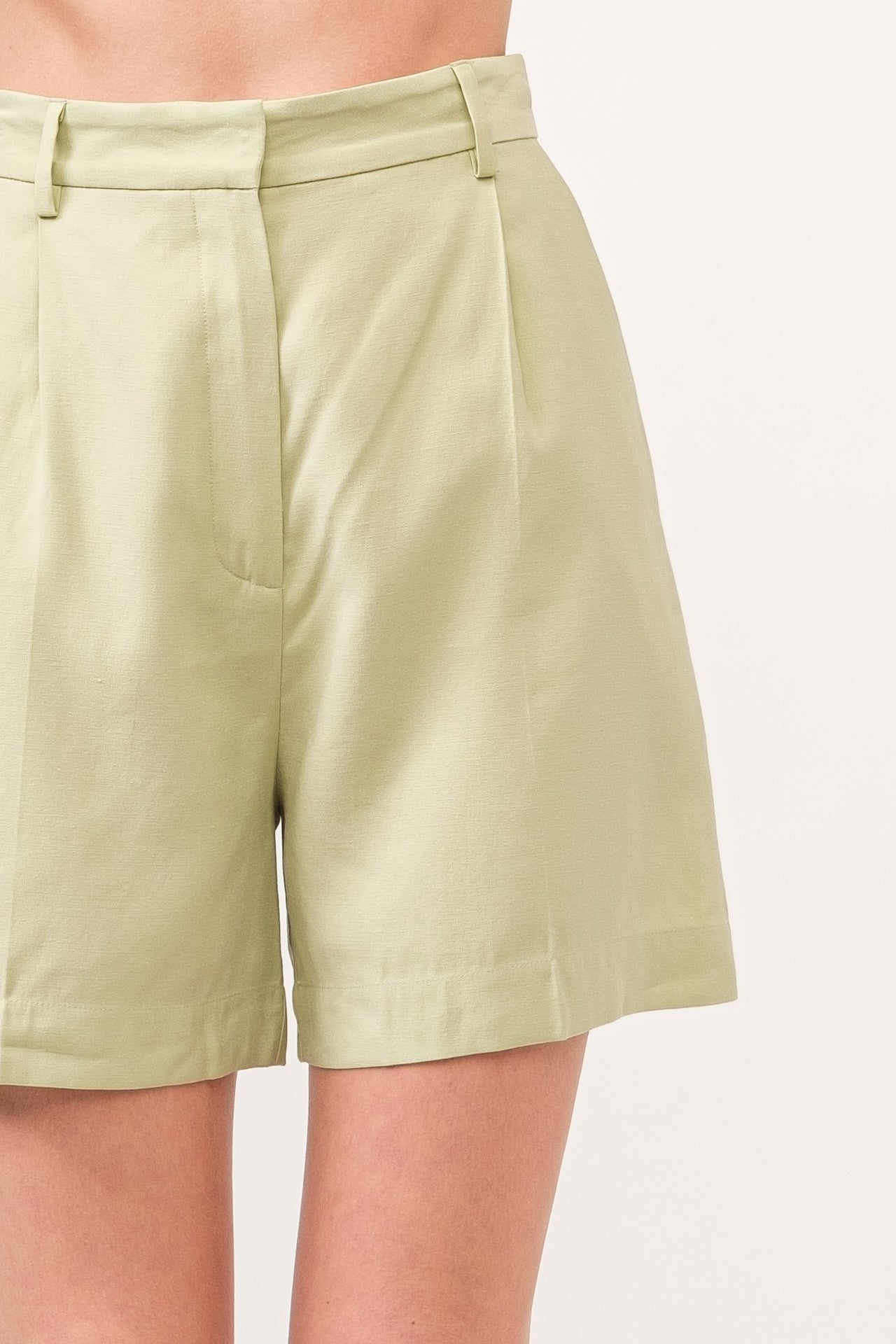 Green Linen Shorts