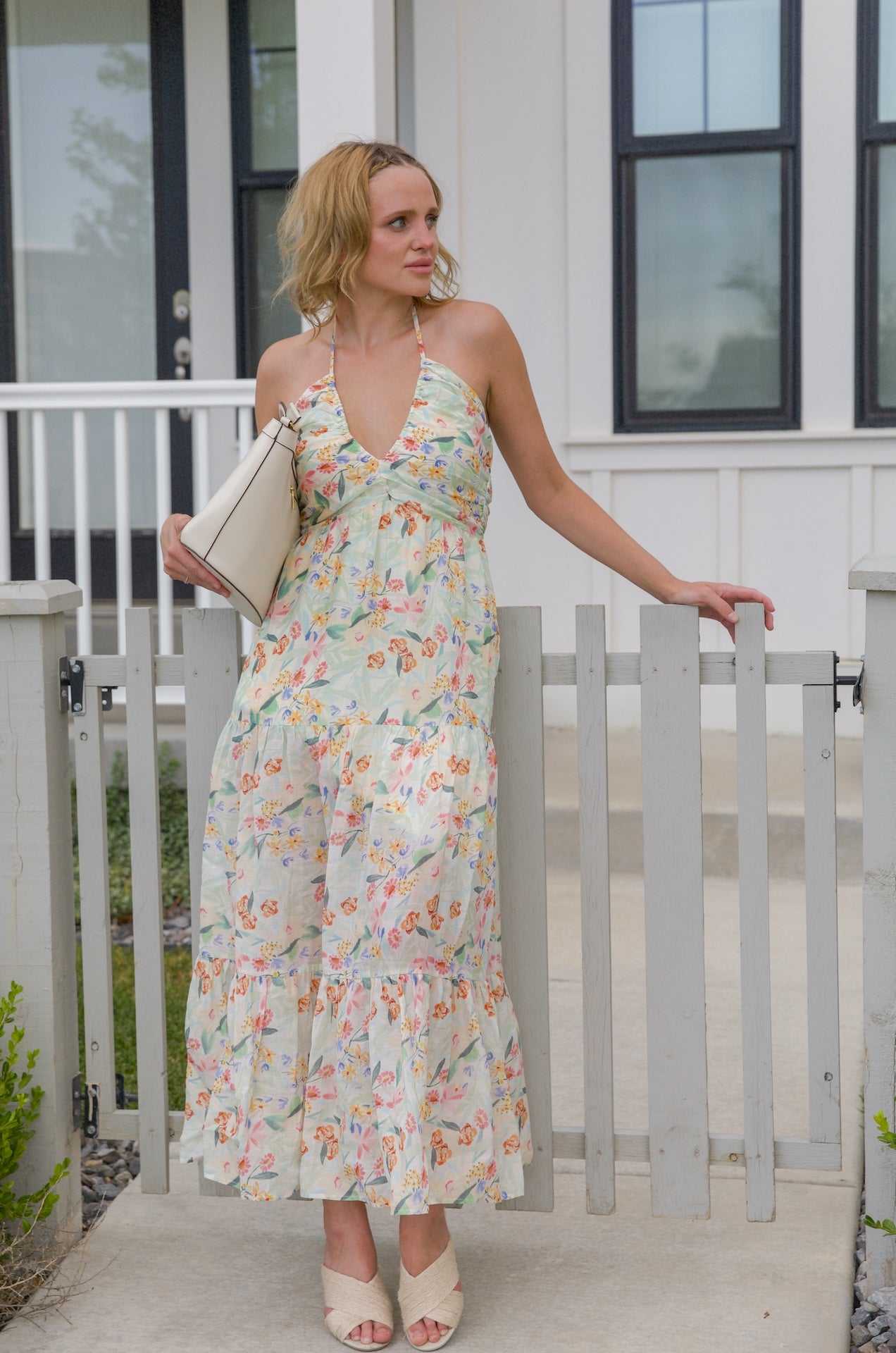 maxi floral halter dress