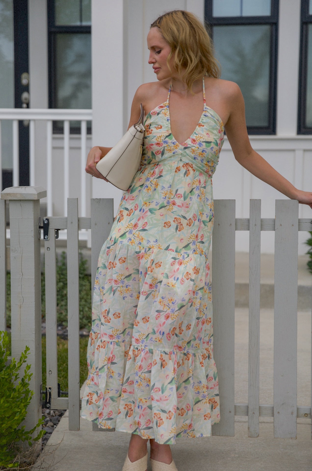 maxi floral halter dress