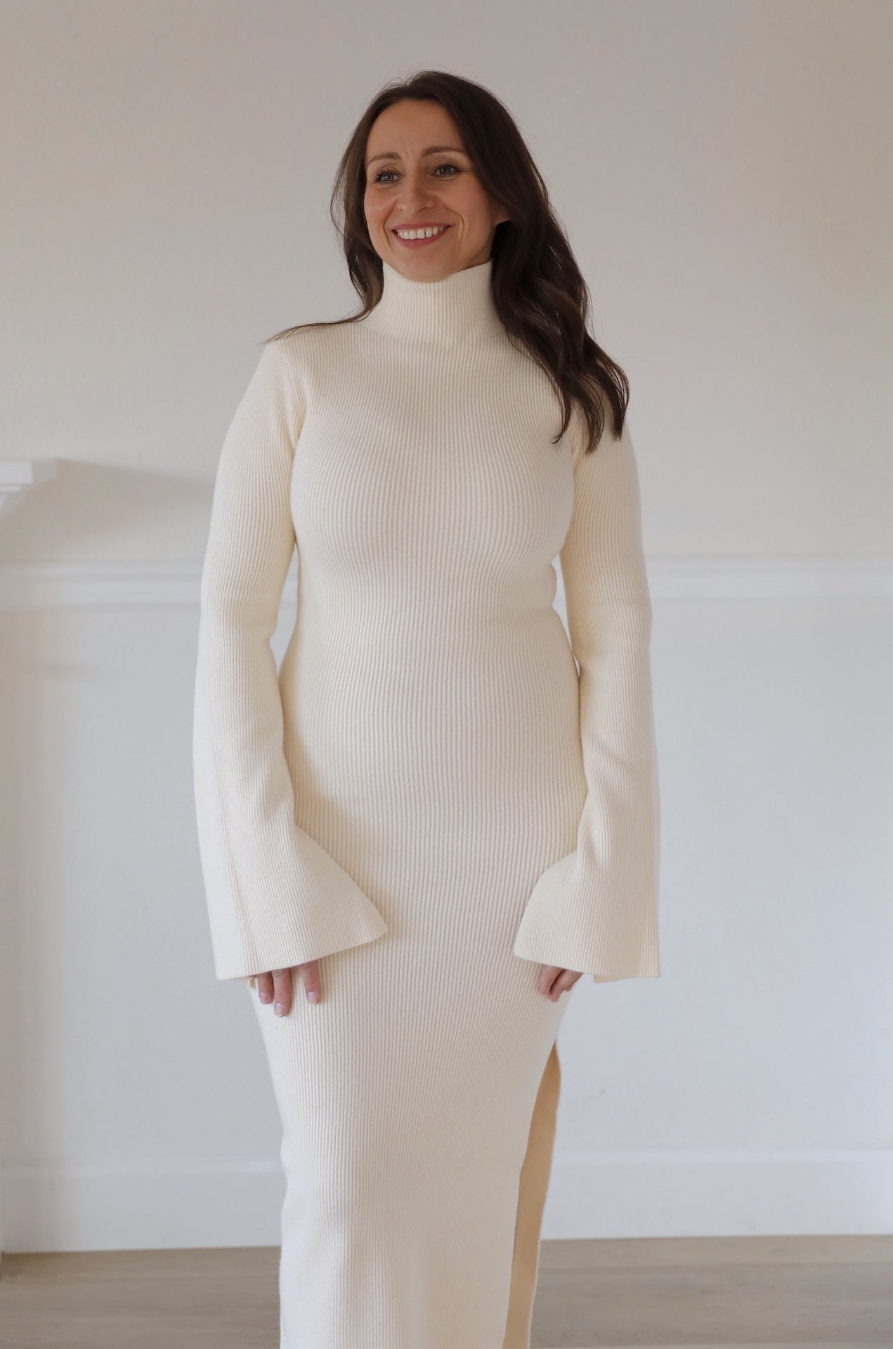 Lexie White Sweater Midi Dress