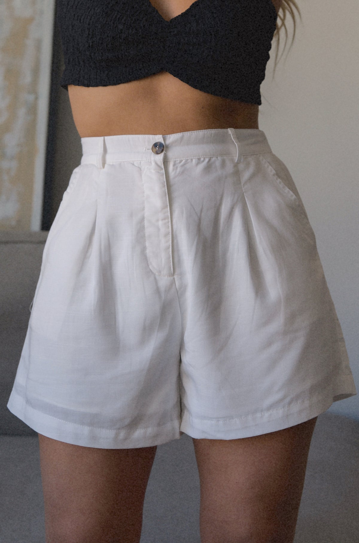 White Linen Shorts