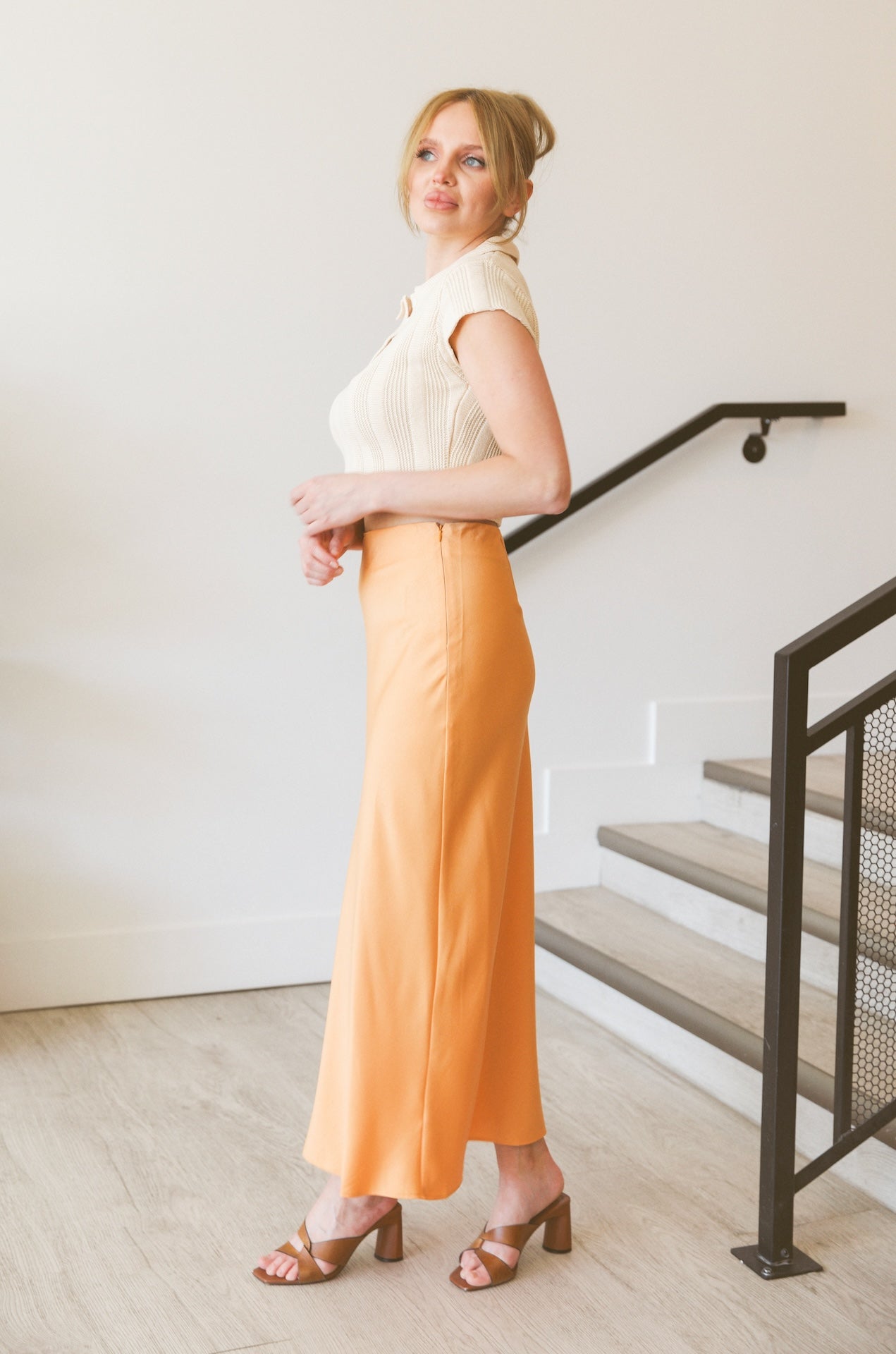 Apricot Midi Skirt