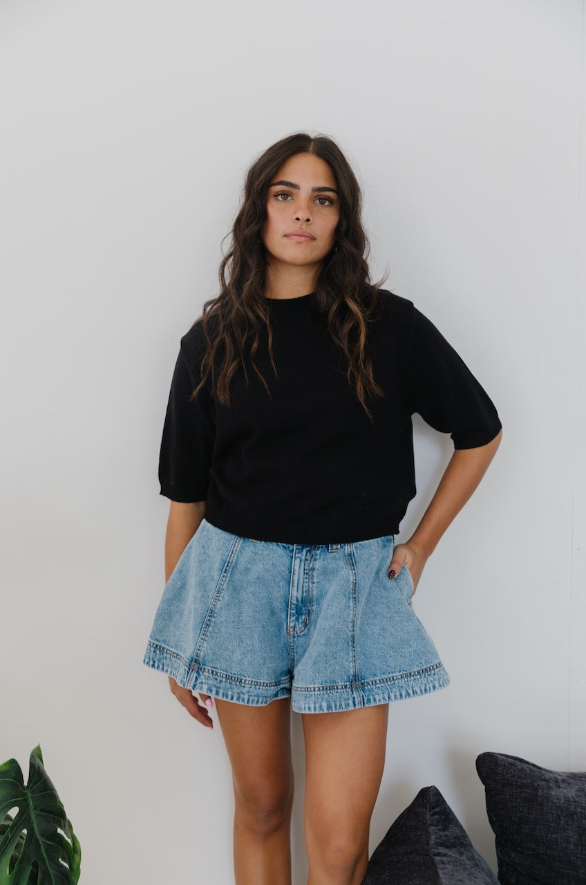 Kate Denim Flared Shorts