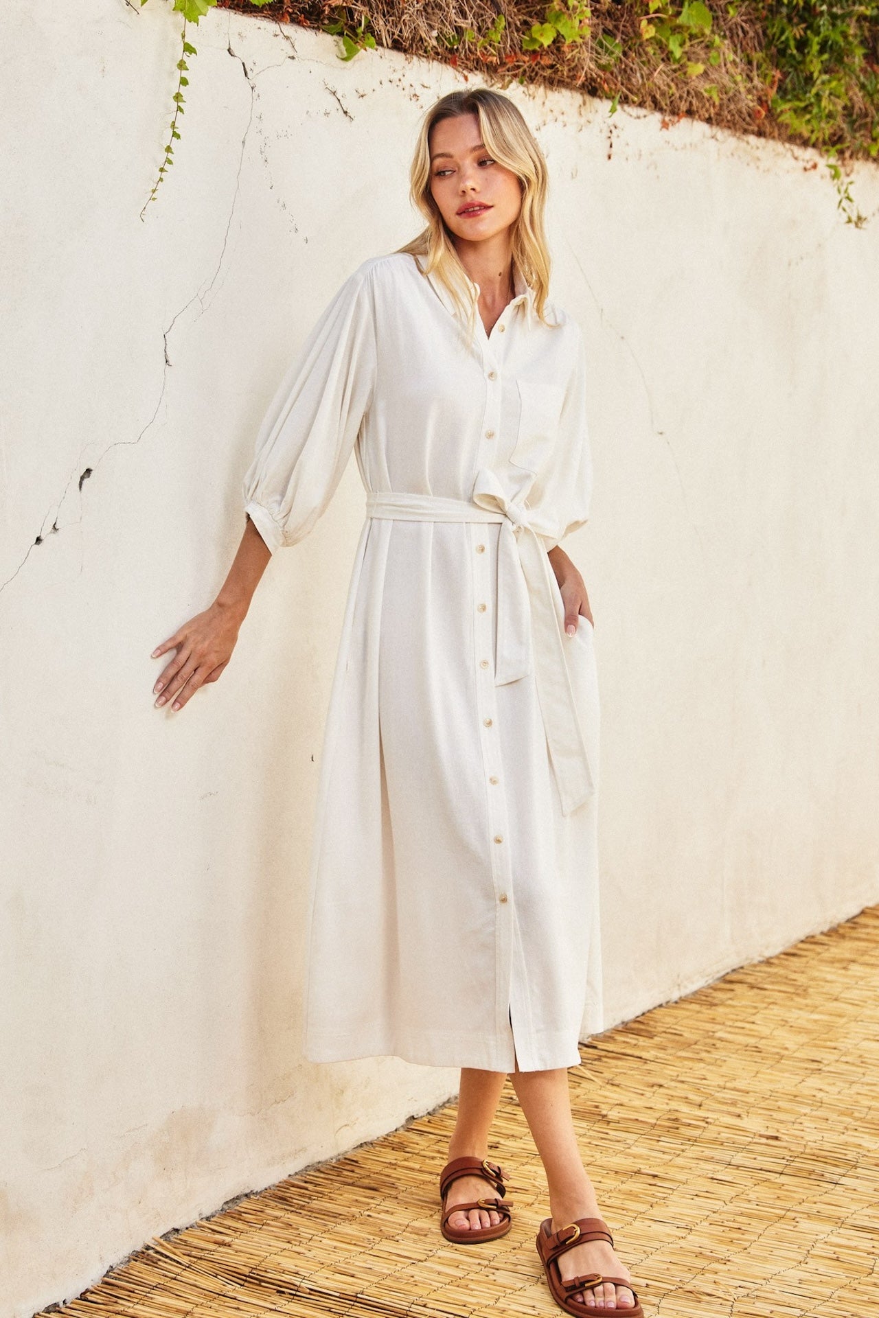 White Midi Shirt Dress