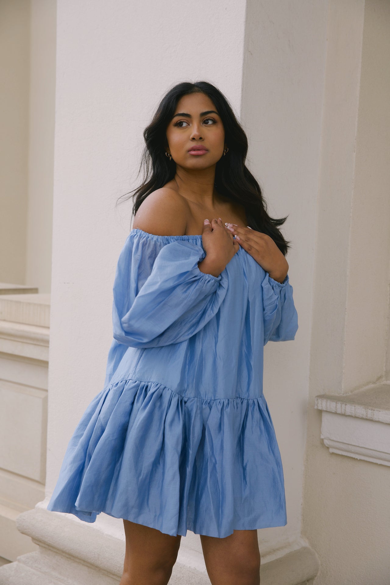 Chloe Blue Off The Shoulder Dress