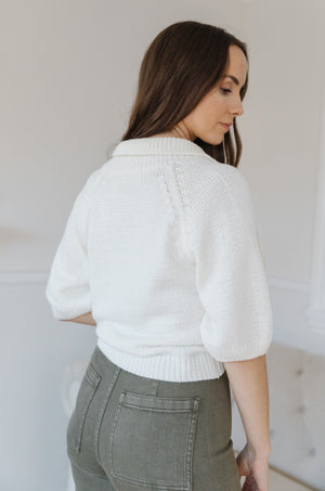 Classic White Short Sleeve Sweater main image 0
