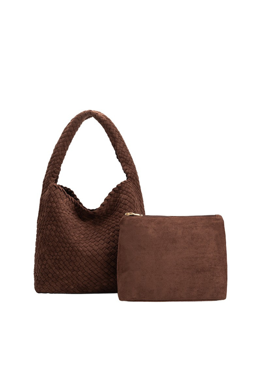 Melie Bianco Johanna Tobacco - Brown Suede Shoulder Hobo Bag