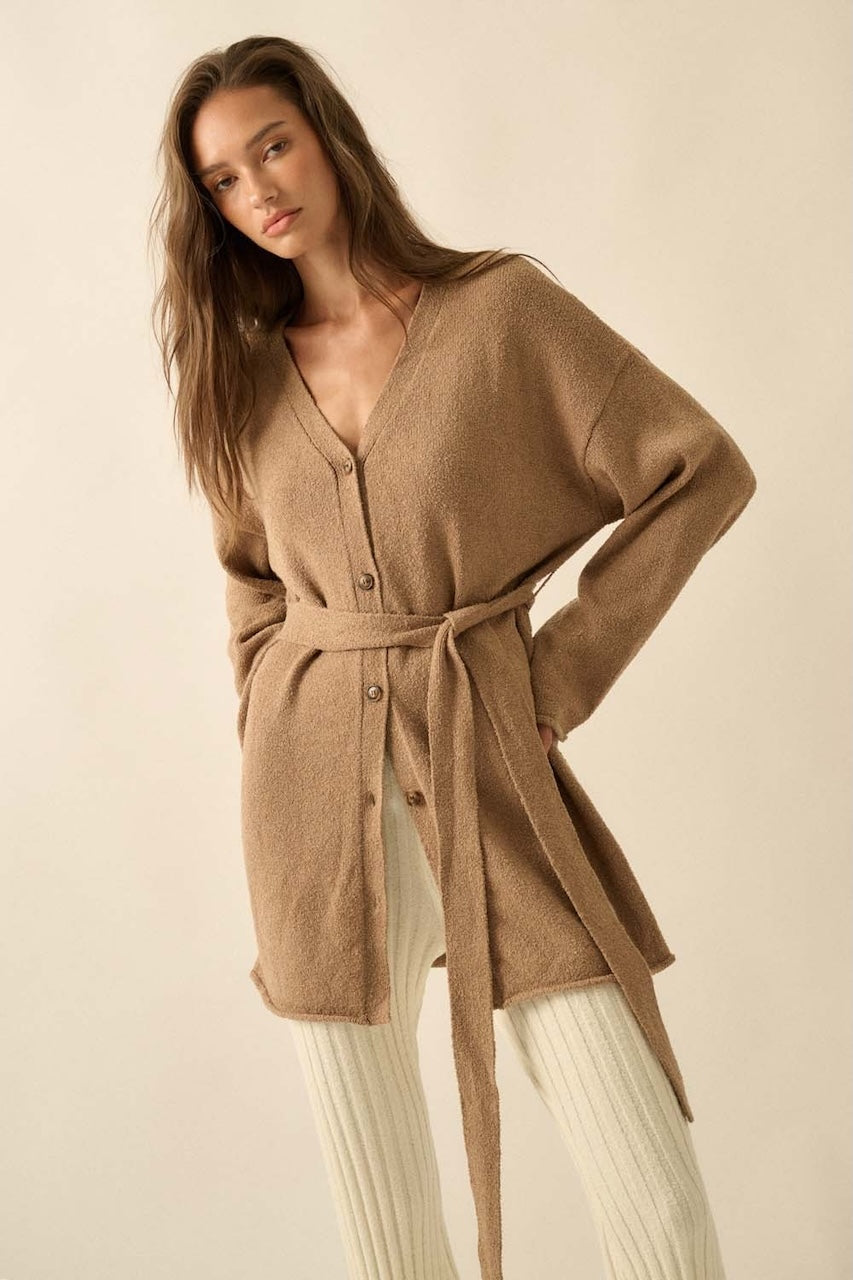 Brown Belted Cardigan