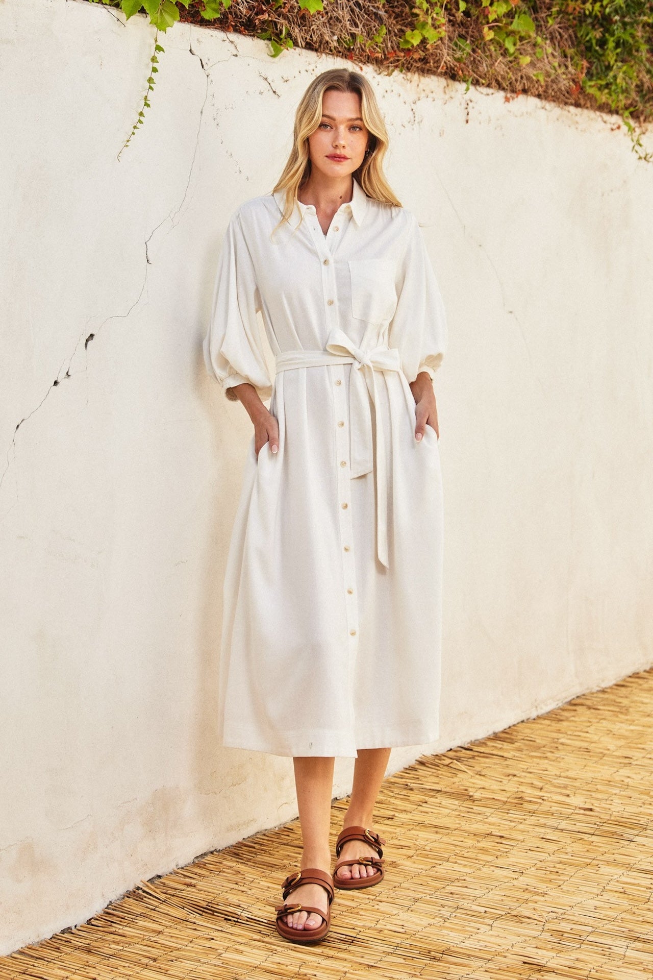 White Midi Shirt Dress