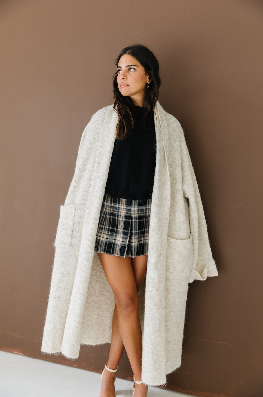 Beige Oversized Maxi Cardigan