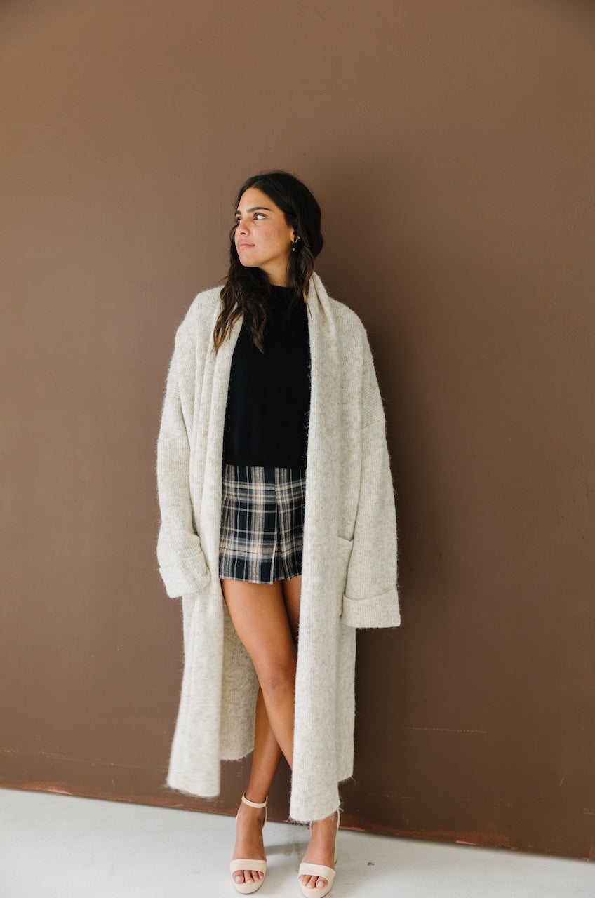 Beige Oversized Maxi Cardigan