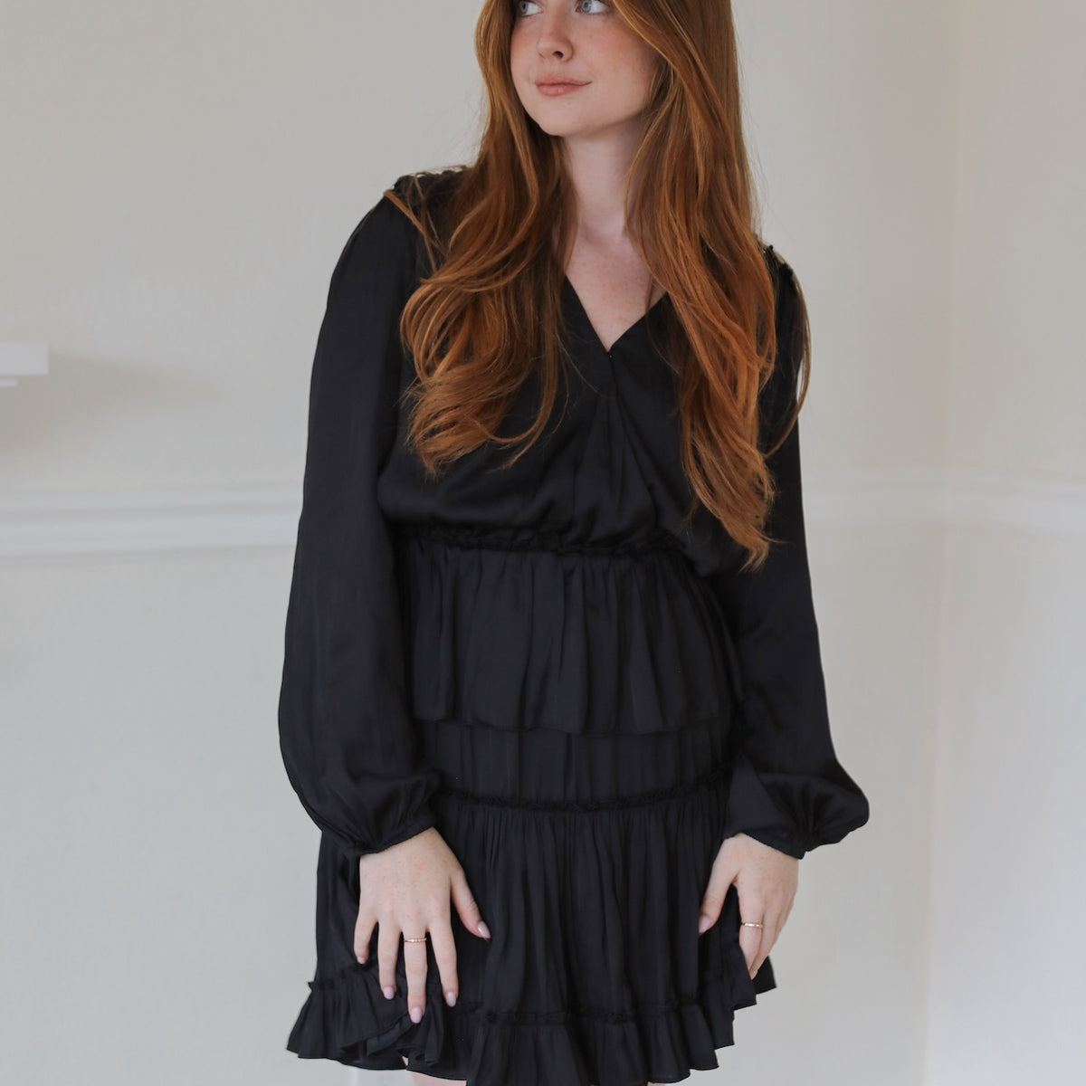 Surplice Tiered Mini Dress