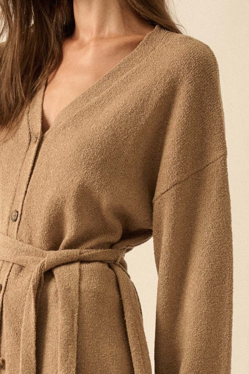 Brown Belted Cardigan
